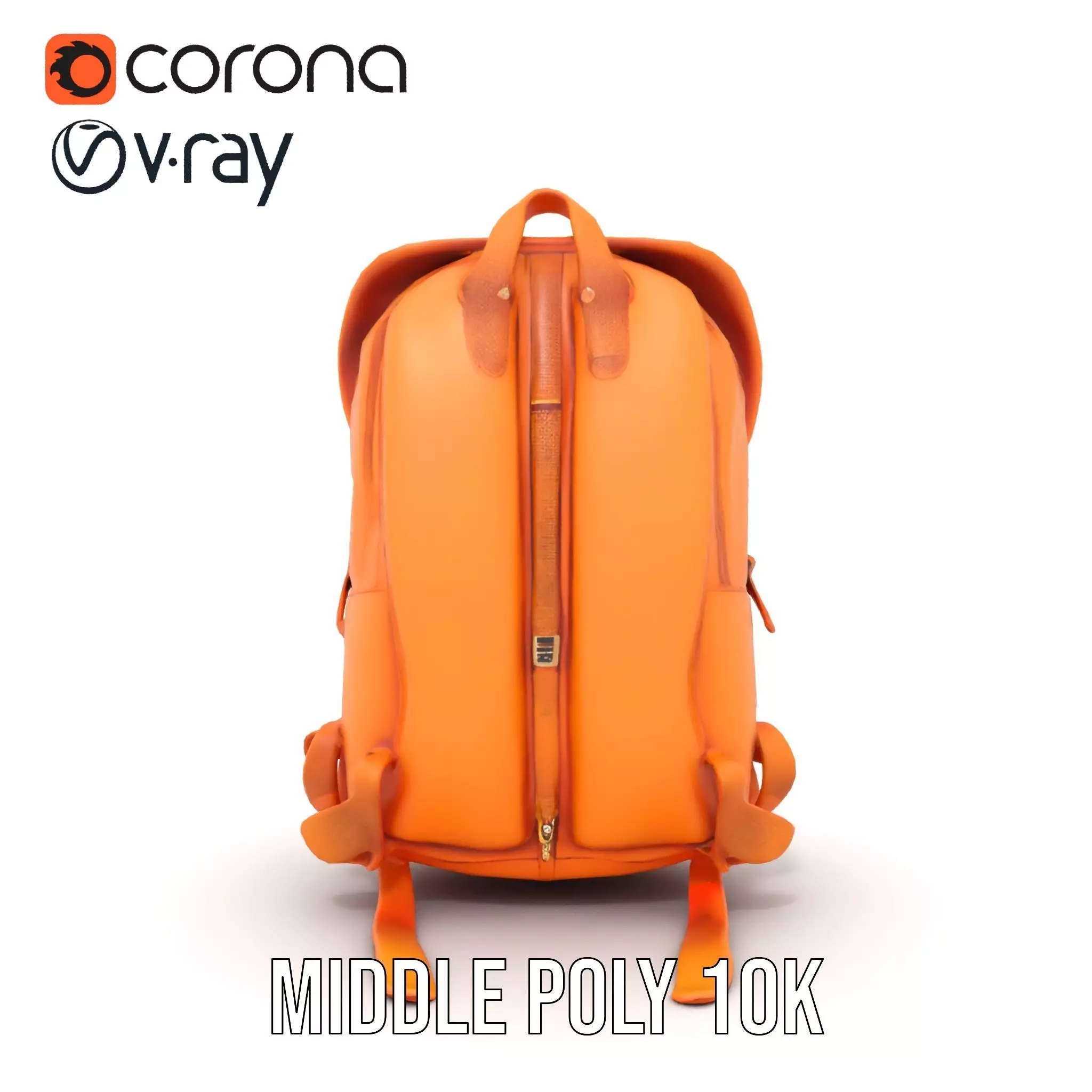 Vibrant Orange Backpack model pack Low-poly 3D model_11