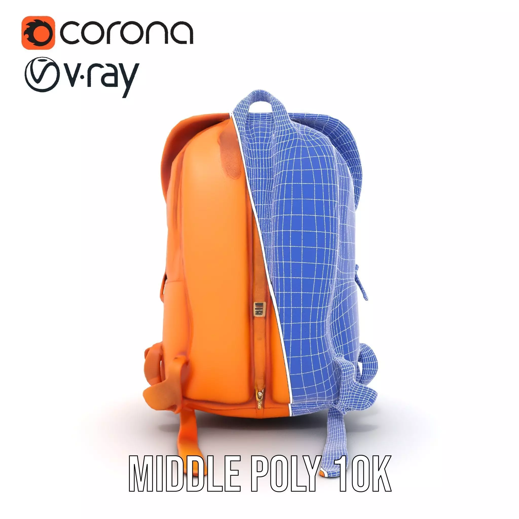 Vibrant Orange Backpack model pack Low-poly 3D model_29