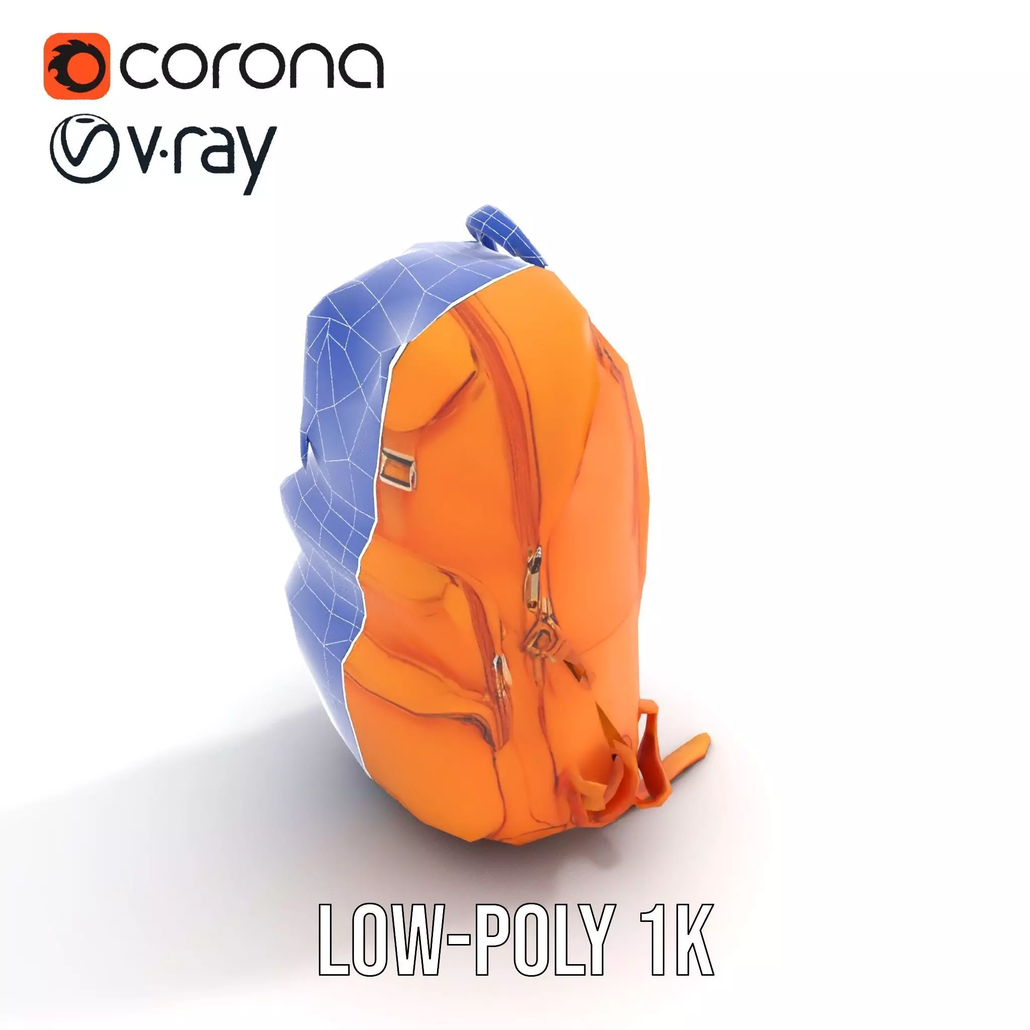 Vibrant Orange Backpack model pack Low-poly 3D model_12