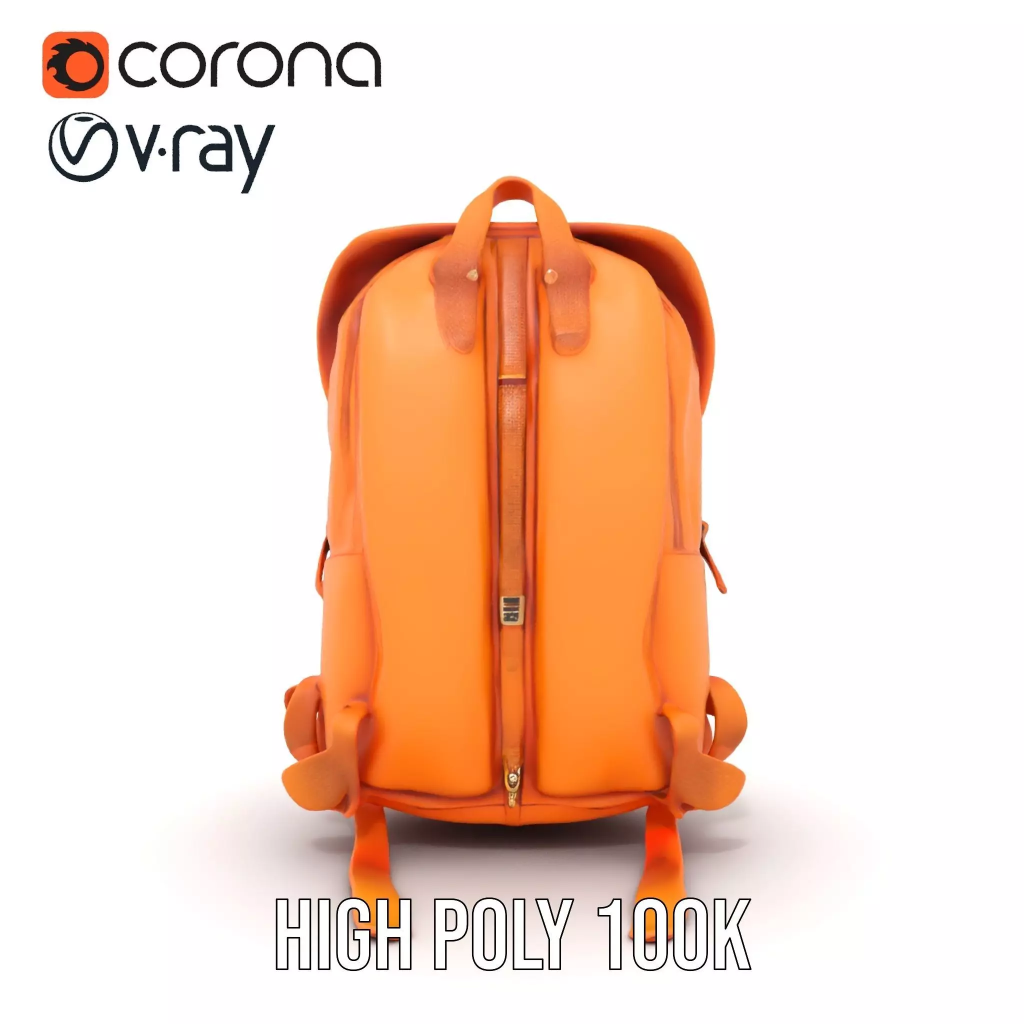 Vibrant Orange Backpack model pack Low-poly 3D model_23