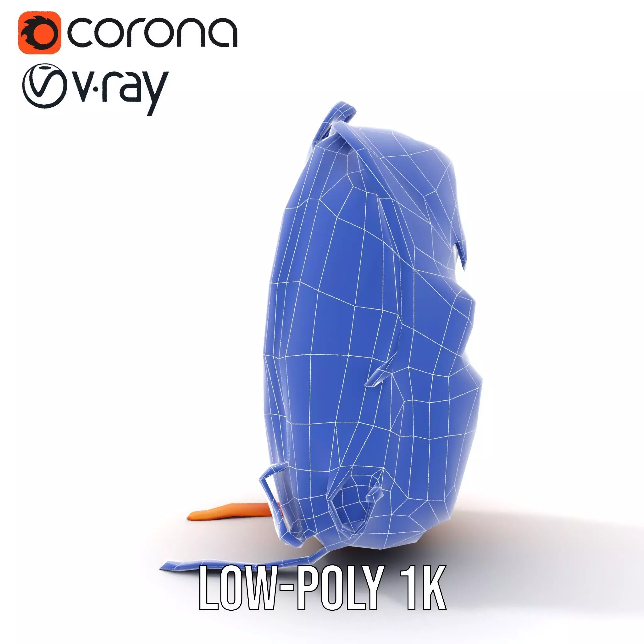 Vibrant Orange Backpack model pack Low-poly 3D model_16