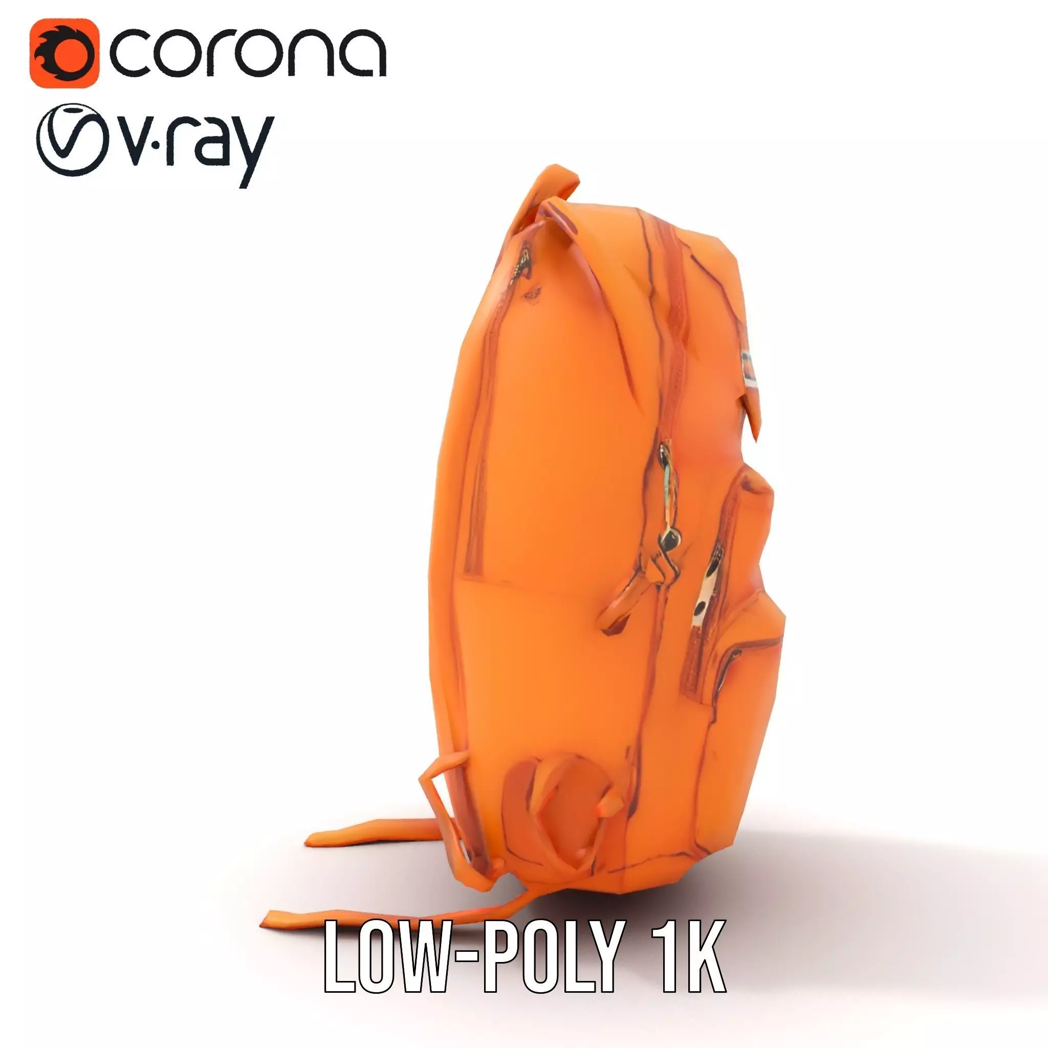 Vibrant Orange Backpack model pack Low-poly 3D model_14