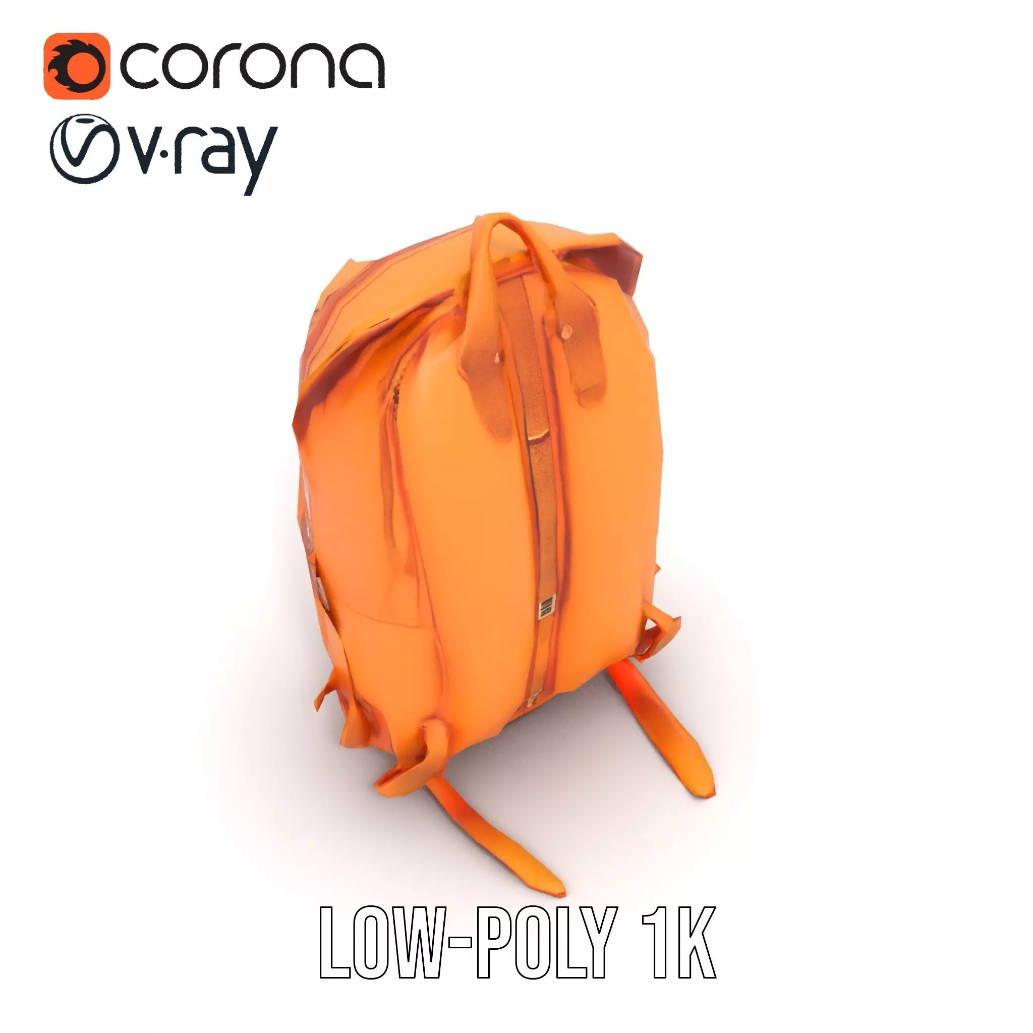 Vibrant Orange Backpack model pack Low-poly 3D model_19
