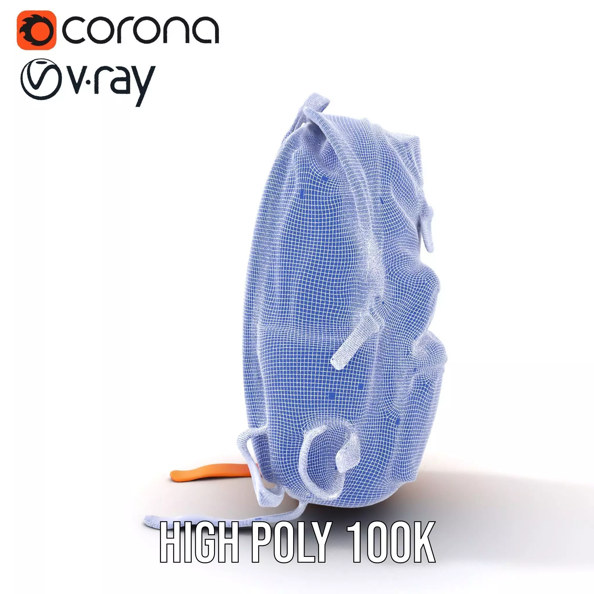 Vibrant Orange Backpack model pack Low-poly 3D model_31