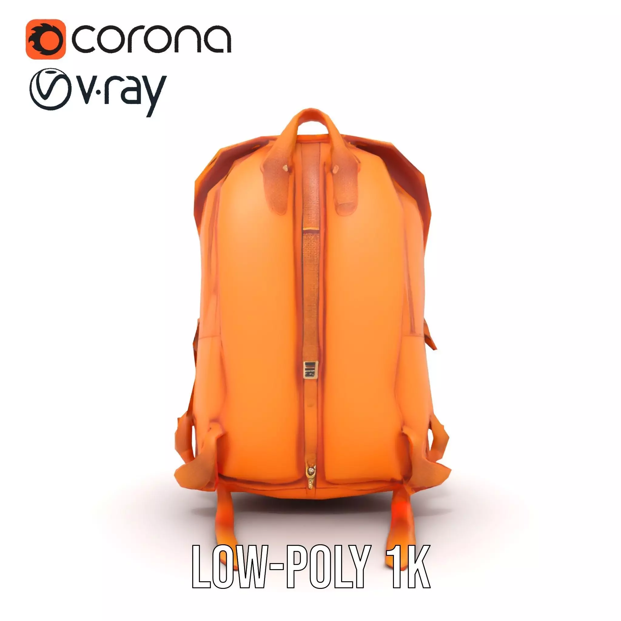 Vibrant Orange Backpack model pack Low-poly 3D model_28