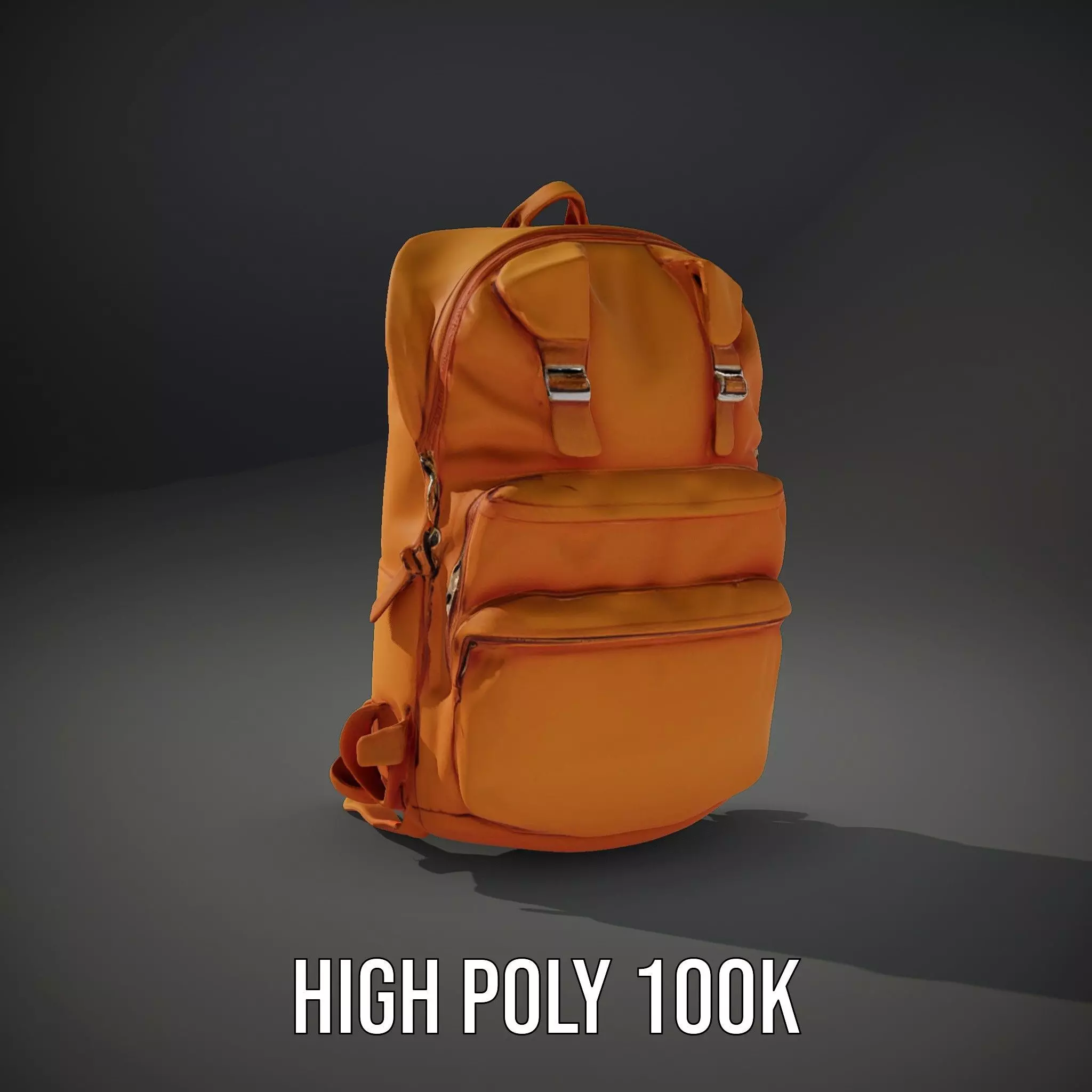 Vibrant Orange Backpack model pack Low-poly 3D model_10