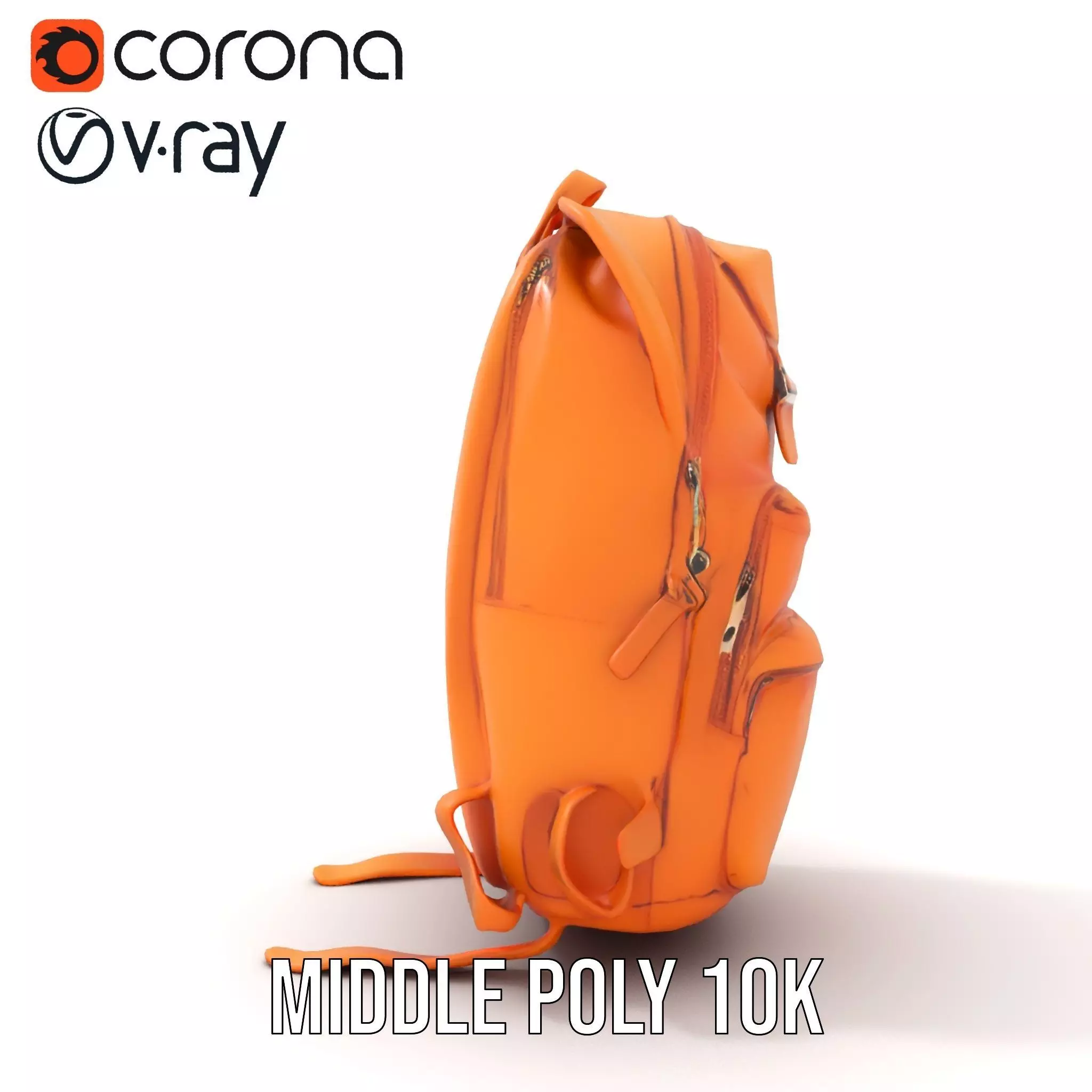 Vibrant Orange Backpack model pack Low-poly 3D model_24