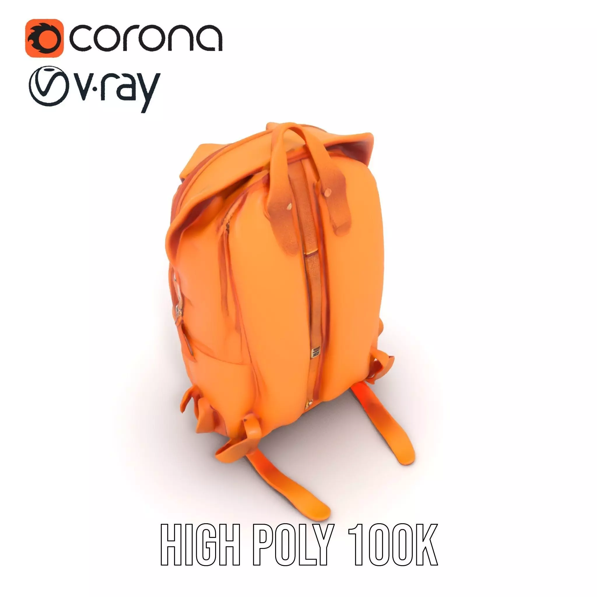 Vibrant Orange Backpack model pack Low-poly 3D model_20