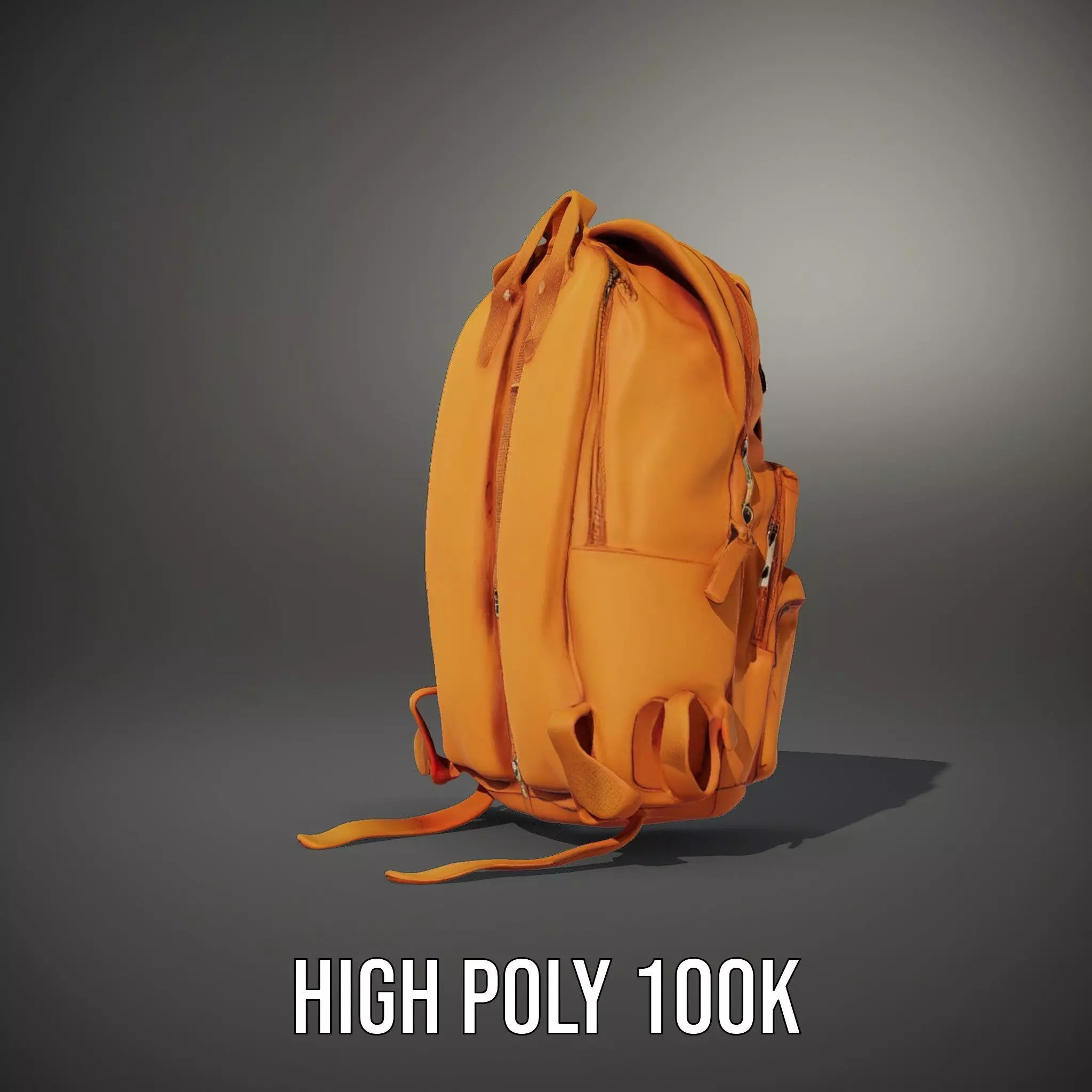 Vibrant Orange Backpack model pack Low-poly 3D model_8