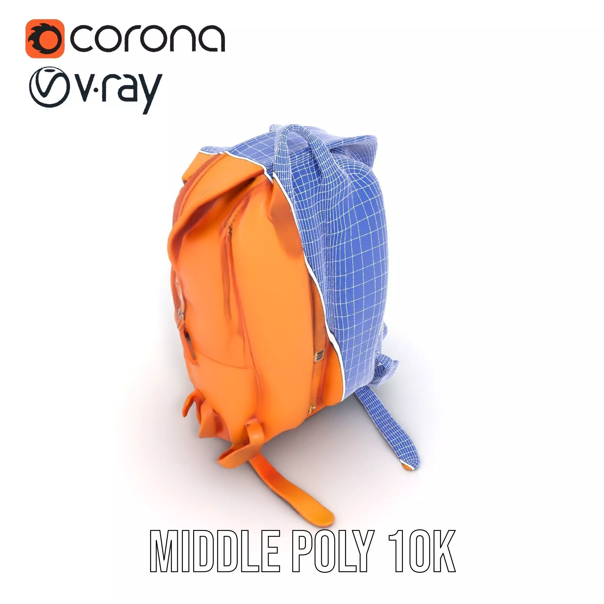 Vibrant Orange Backpack model pack Low-poly 3D model_21
