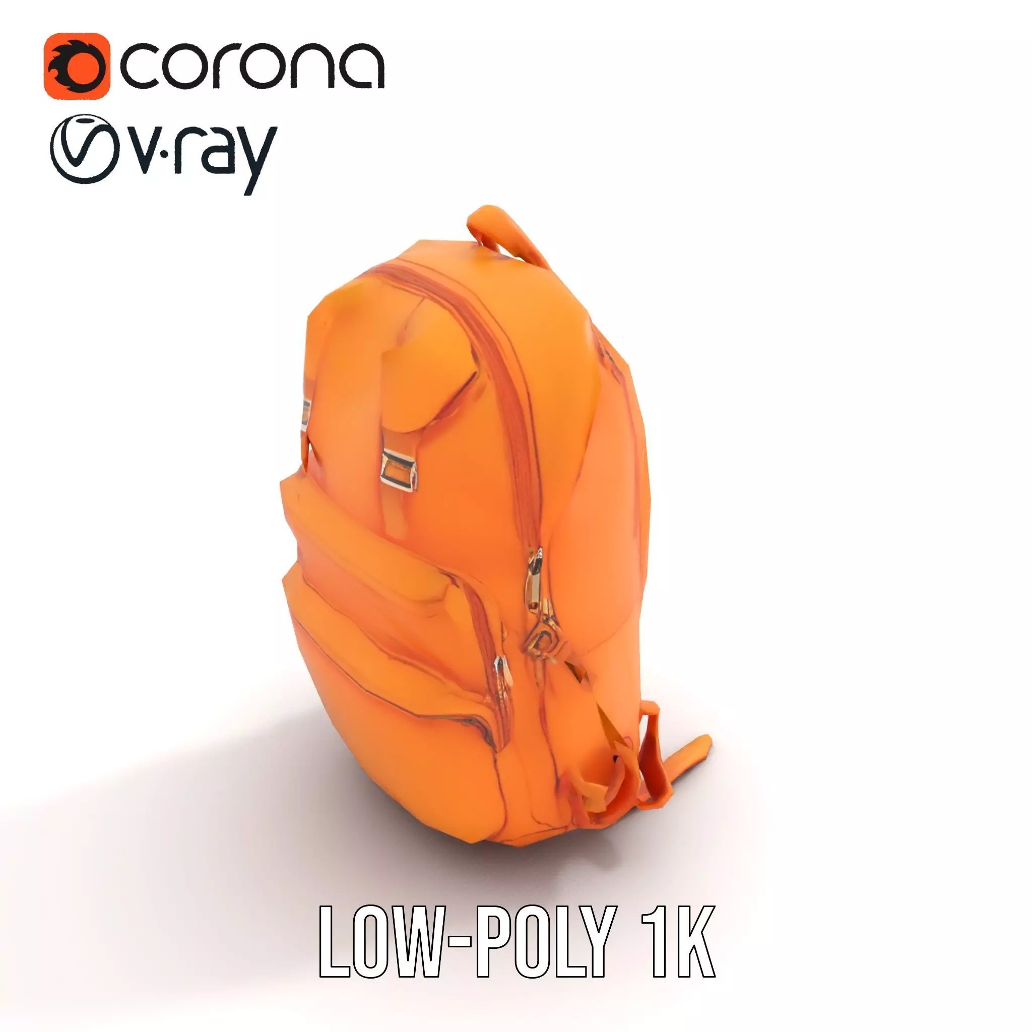Vibrant Orange Backpack model pack Low-poly 3D model_7