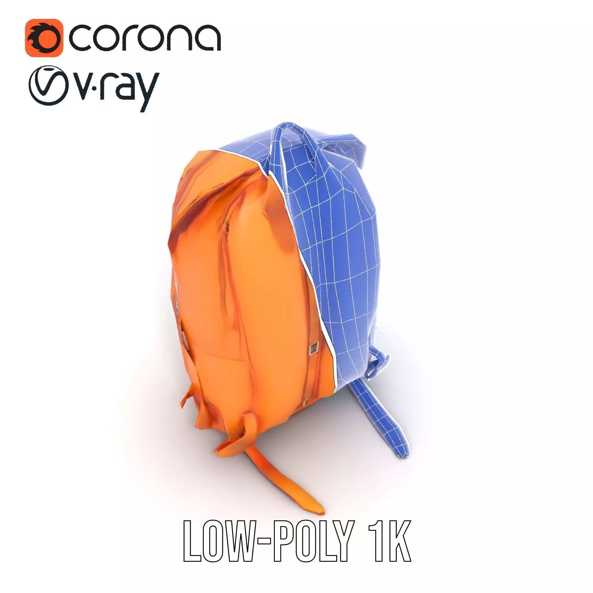 Vibrant Orange Backpack model pack Low-poly 3D model_22