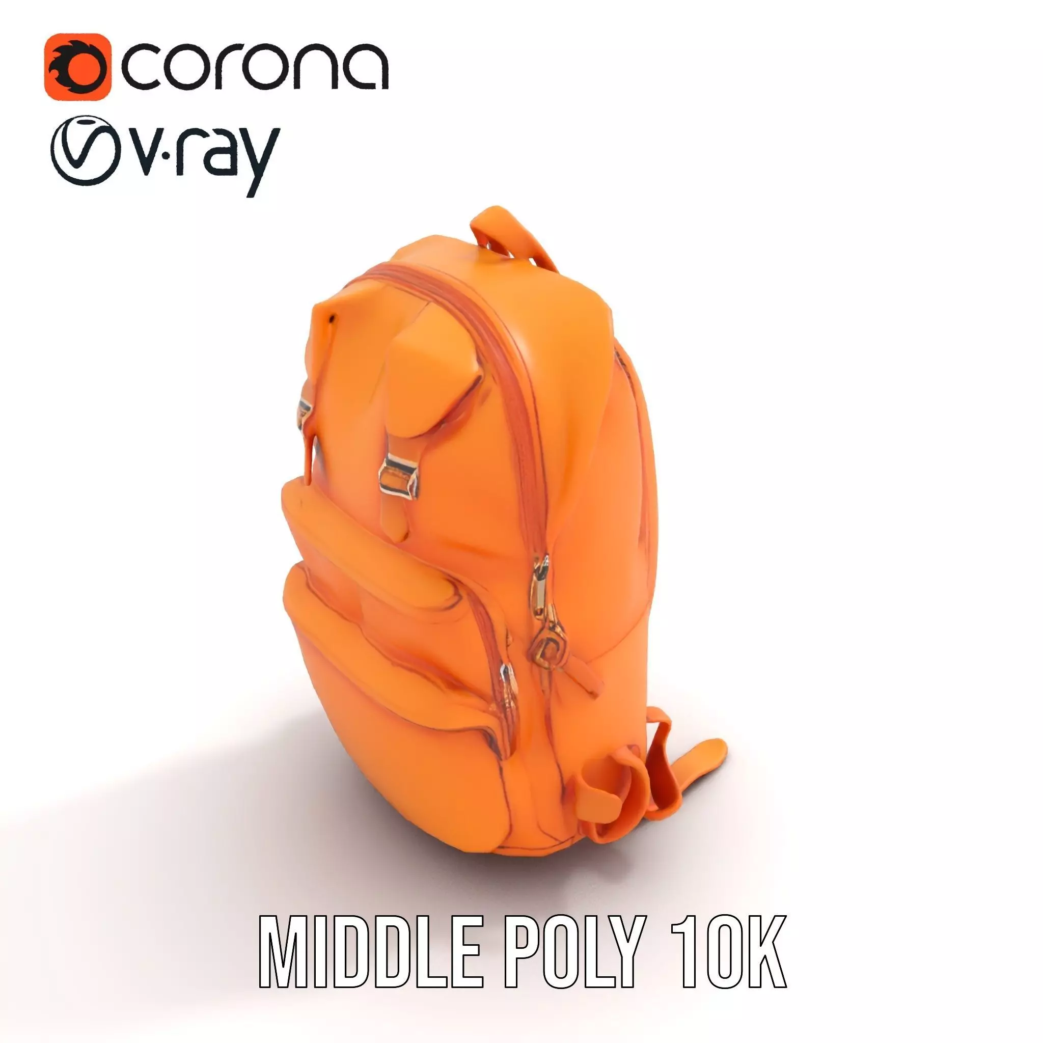 Vibrant Orange Backpack model pack Low-poly 3D model_15