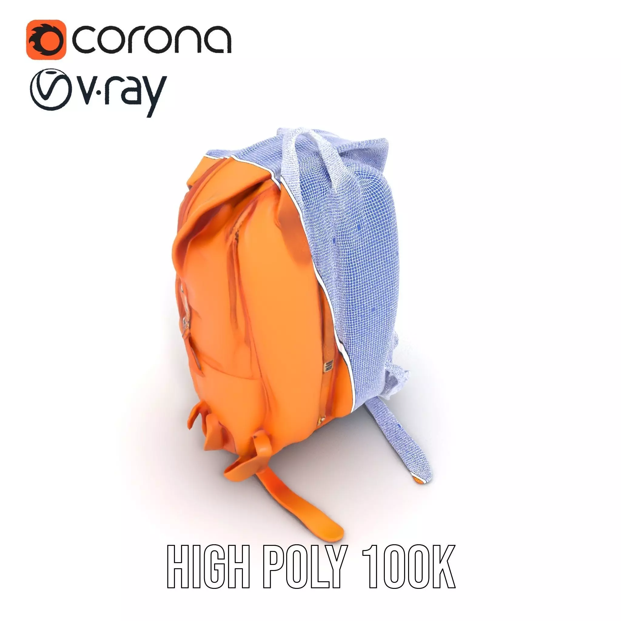 Vibrant Orange Backpack model pack Low-poly 3D model_33