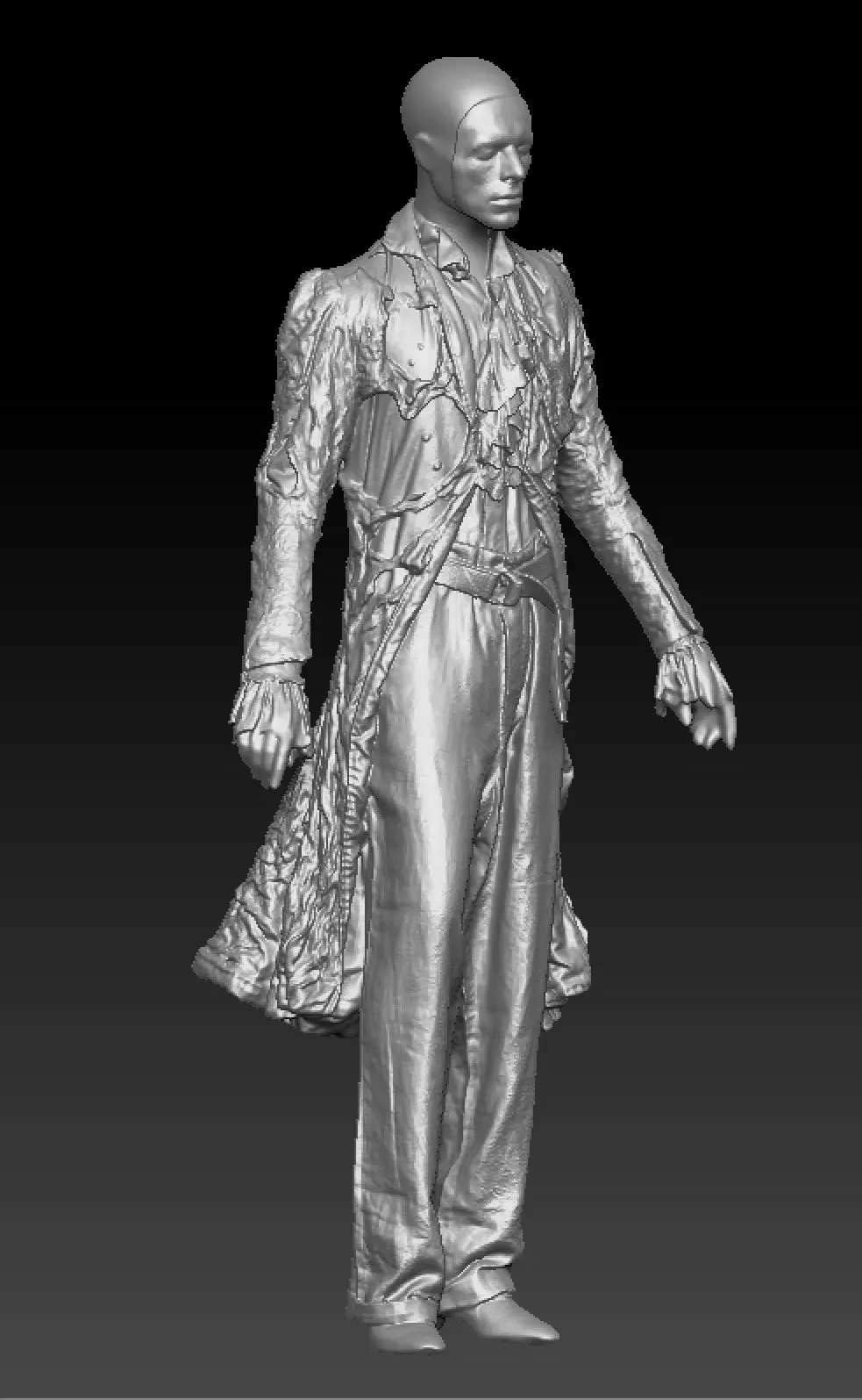 David Bowie coat costume 3D model_4