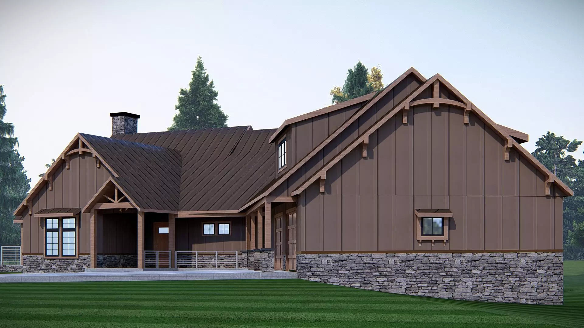 American House 3D Model Modern Suburban Home 3D model_3