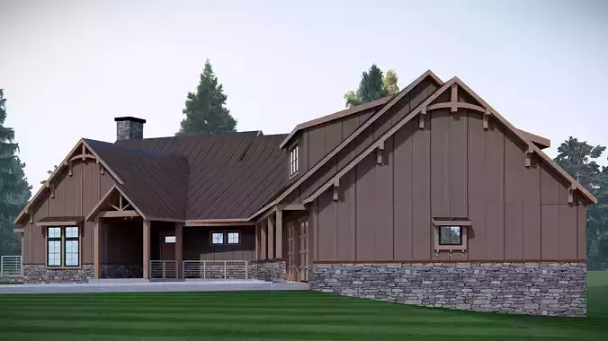 American House 3D Model Modern Suburban Home 3D model 4