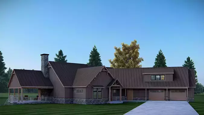 American House 3D Model Modern Suburban Home 3D model 6