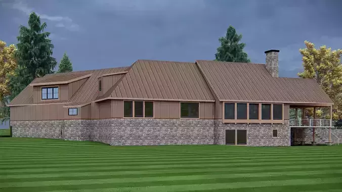 American House 3D Model Modern Suburban Home 3D model 2