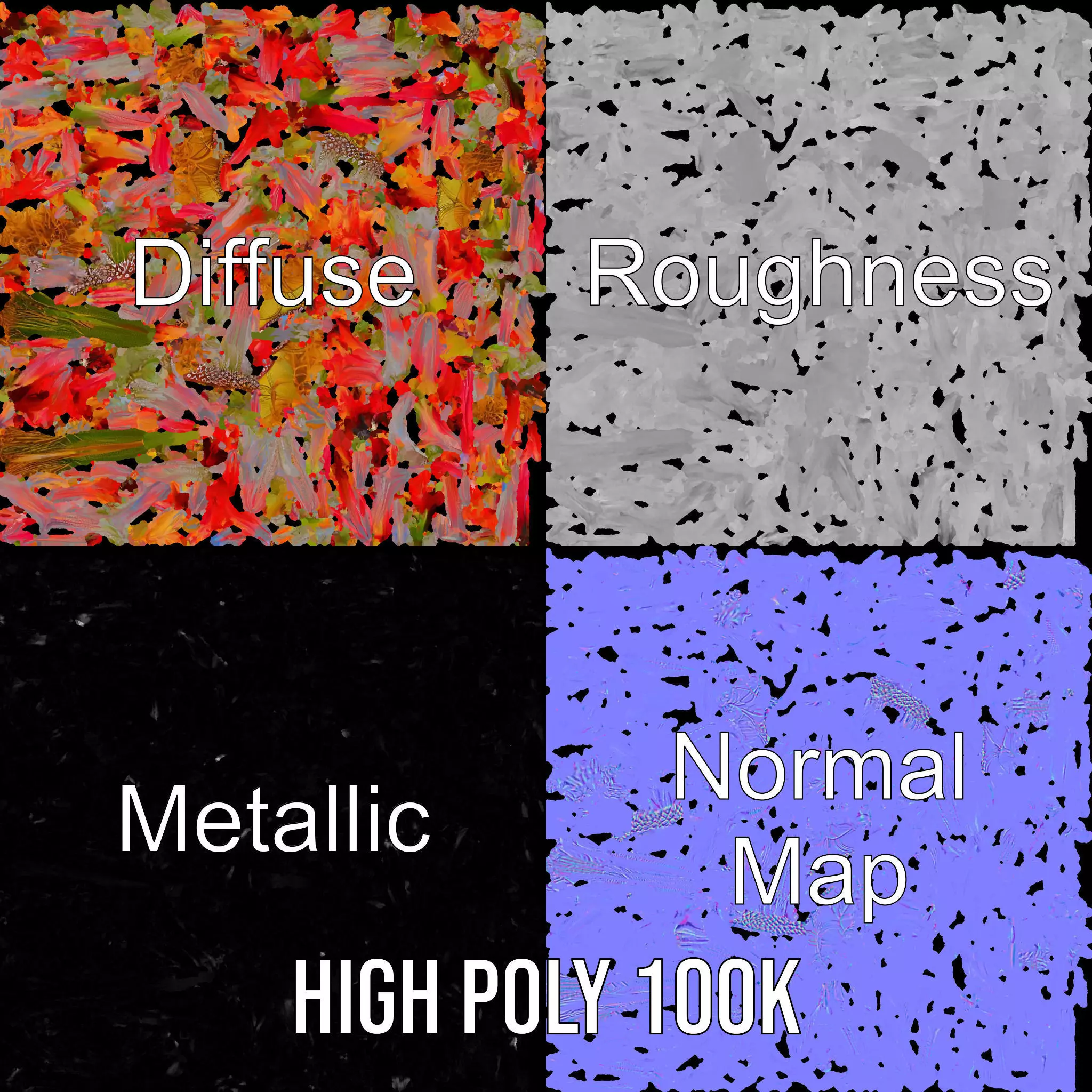 Exotic Fiery Plant model pack Low-poly 3D model_3