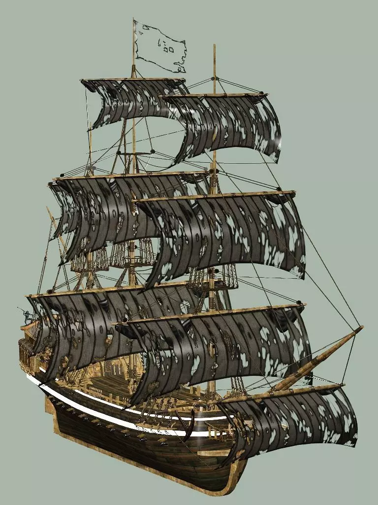 Sailboat Galleon - Game Ready A Low-poly 3D Model Low-poly 3D model_7