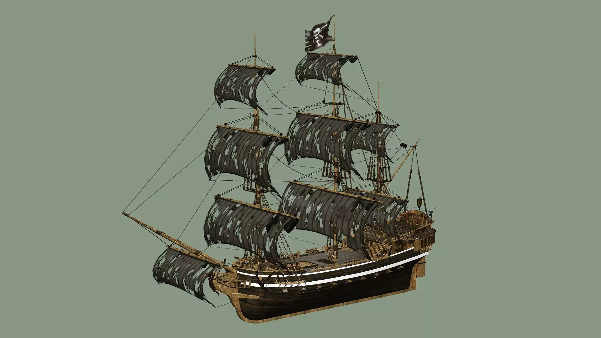 Sailboat Galleon - Game Ready A Low-poly 3D Model Low-poly 3D model_0