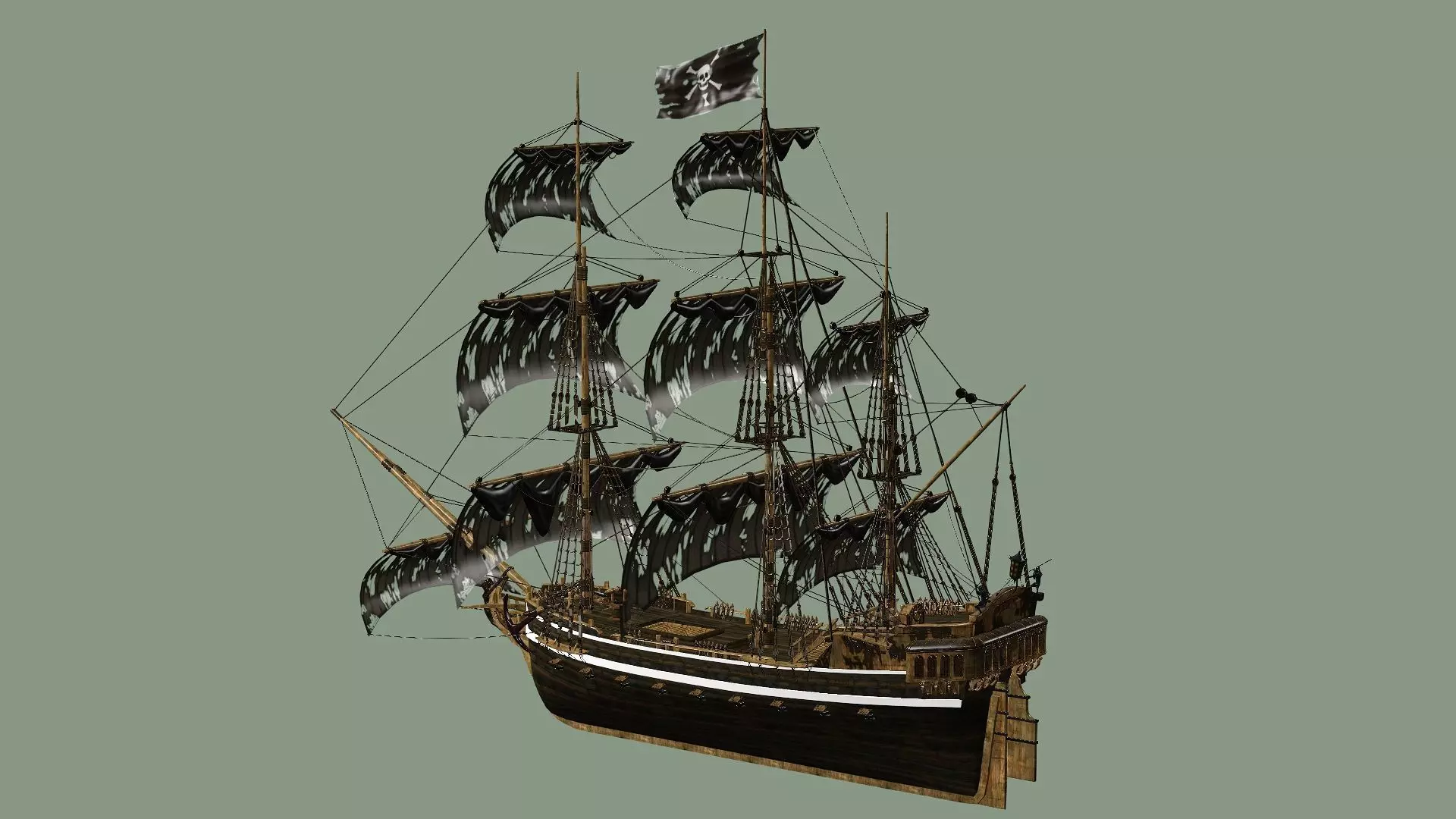 Sailboat Galleon - Game Ready A Low-poly 3D Model Low-poly 3D model_3