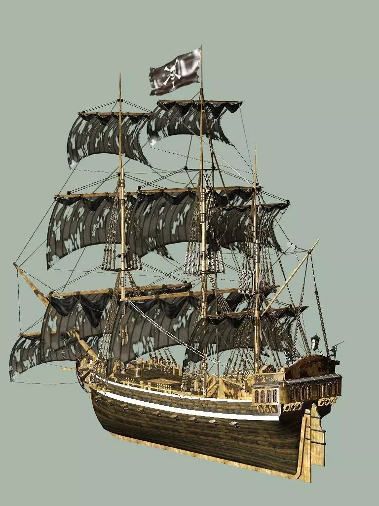 Sailboat Galleon - Game Ready A Low-poly 3D Model Low-poly 3D model_20