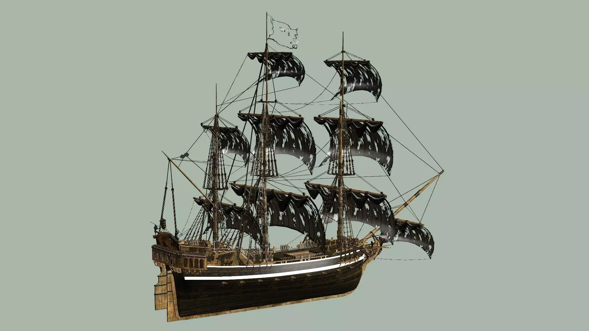 Sailboat Galleon - Game Ready A Low-poly 3D Model Low-poly 3D model_4