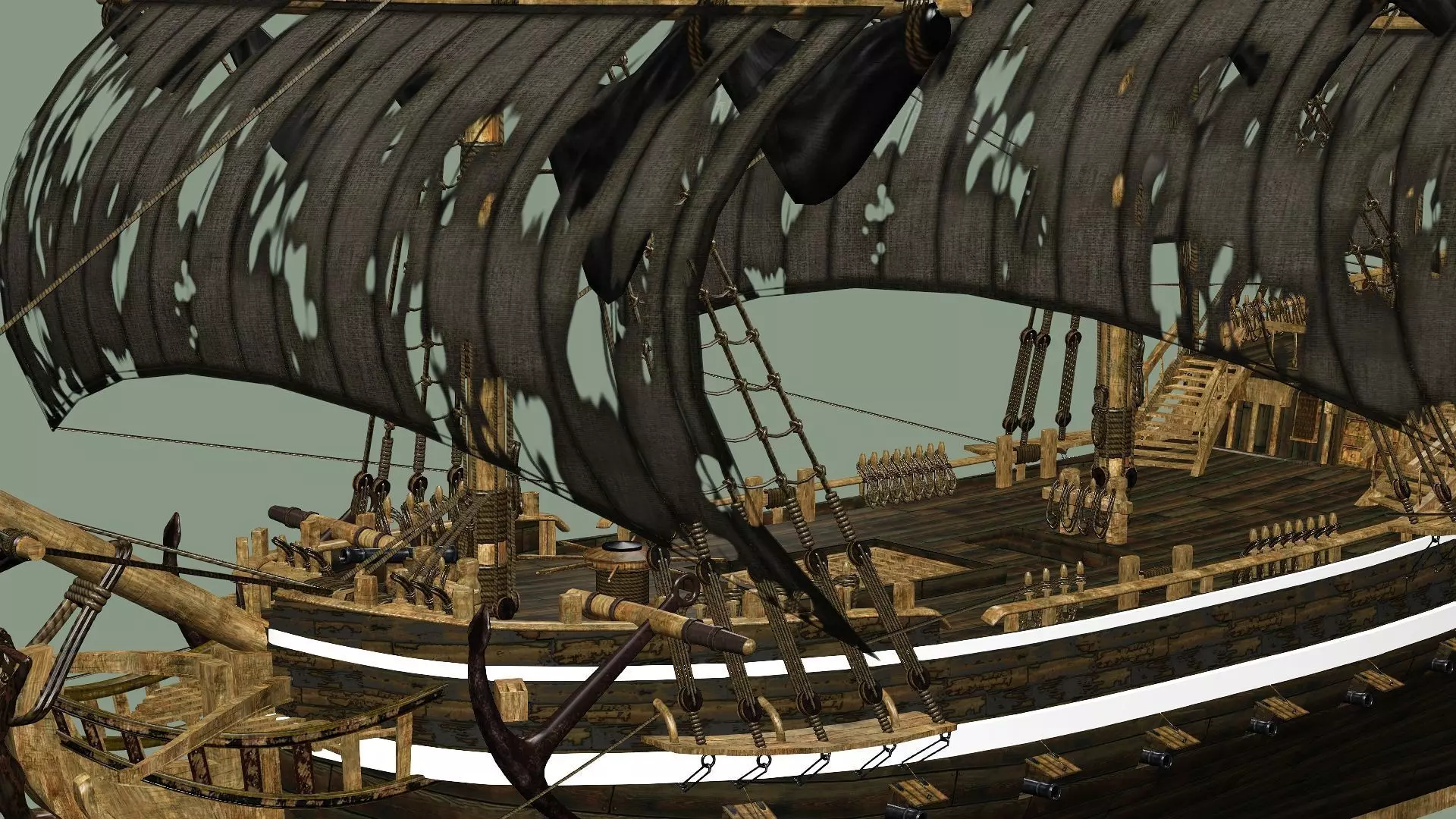 Sailboat Galleon - Game Ready A Low-poly 3D Model Low-poly 3D model_19