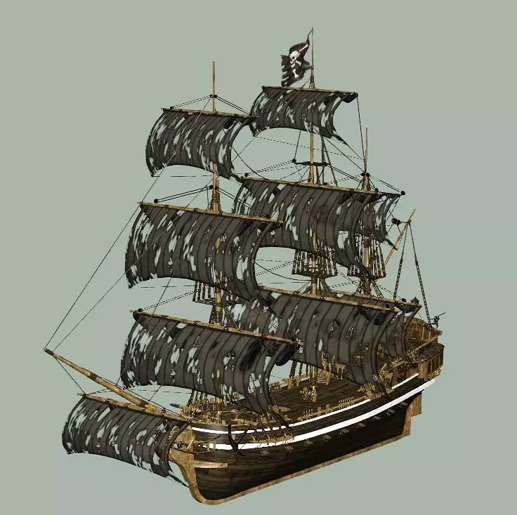 Sailboat Galleon - Game Ready A Low-poly 3D Model Low-poly 3D model_8