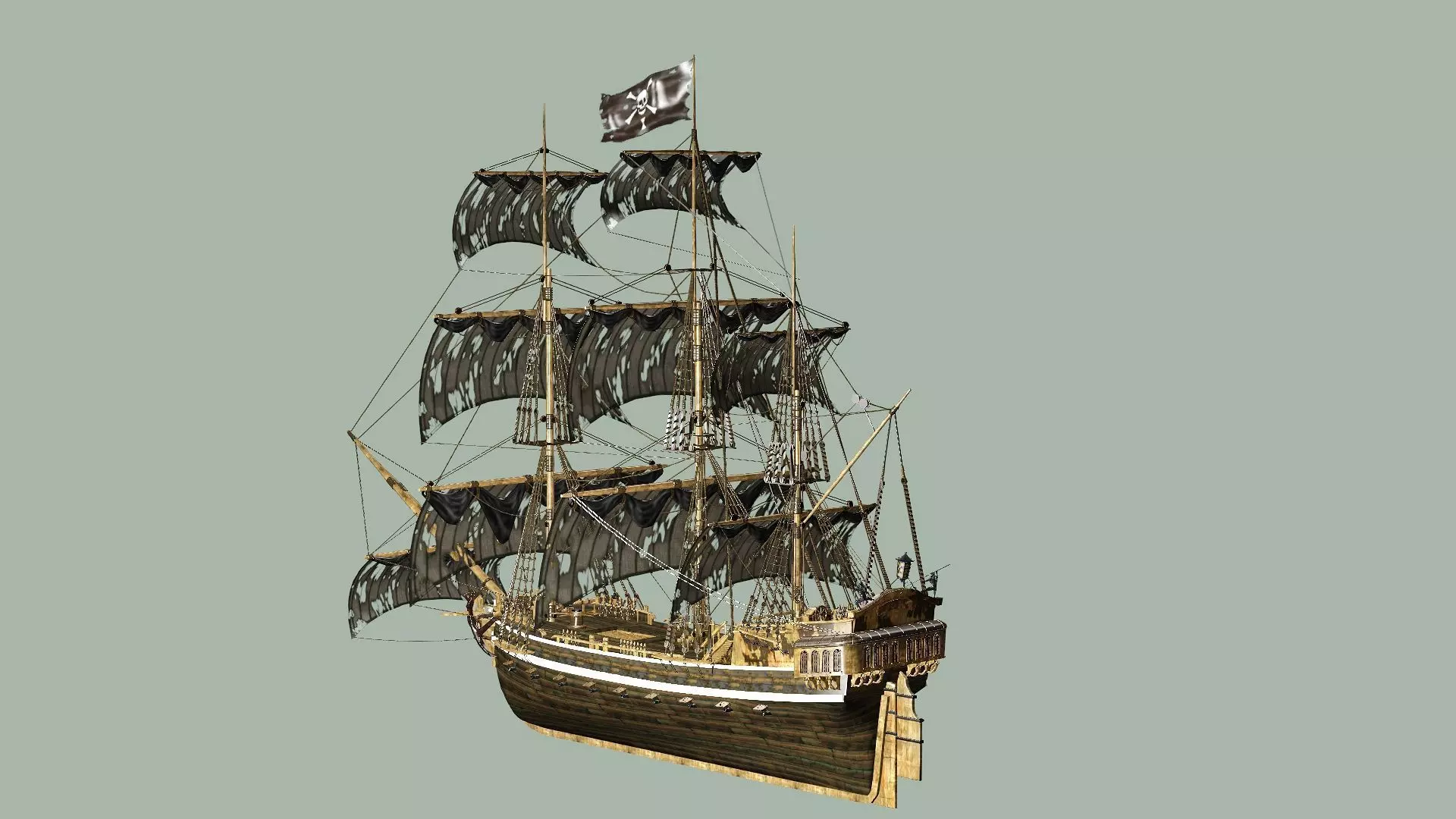 Sailboat Galleon - Game Ready A Low-poly 3D Model Low-poly 3D model_5