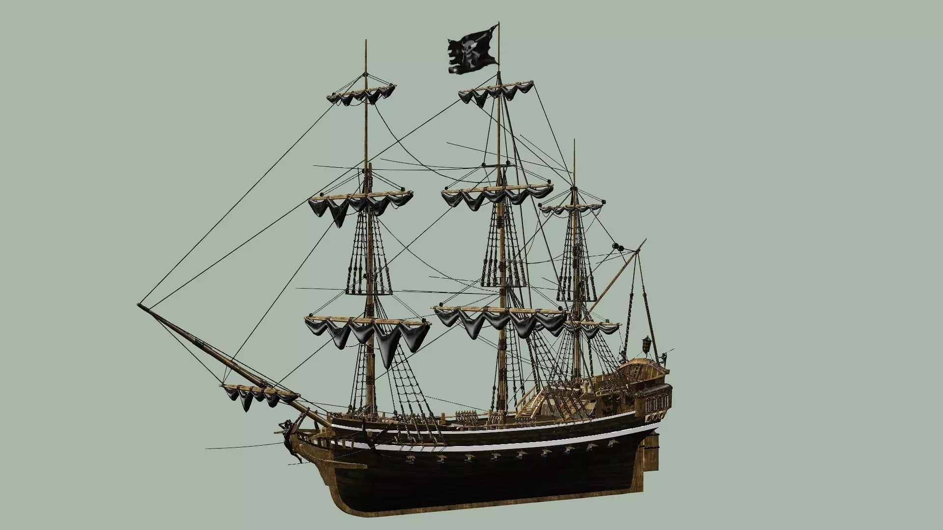 Sailboat Galleon - Game Ready A Low-poly 3D Model Low-poly 3D model_1