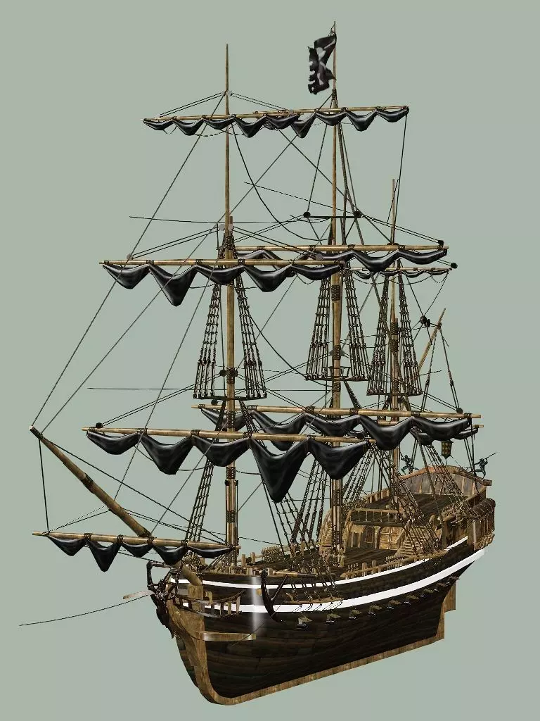 Sailboat Galleon - Game Ready A Low-poly 3D Model Low-poly 3D model_13