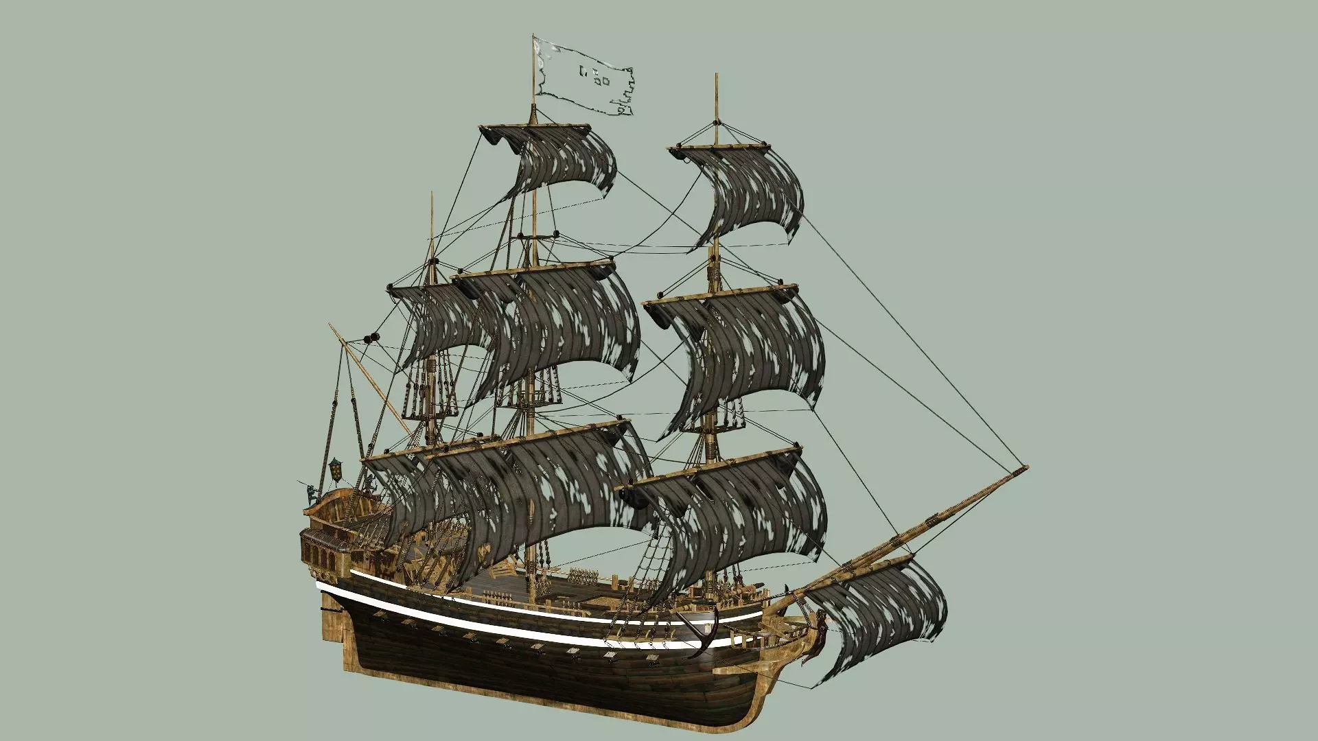 Sailboat Galleon - Game Ready A Low-poly 3D Model Low-poly 3D model_2