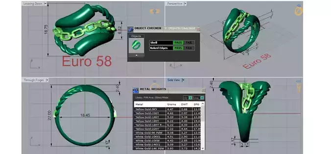Chain Dance in Two-Tone Gold stl 3dm ring gr0142