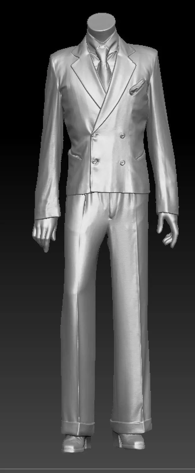 David Bowie brown suit blue platforms costume 3D model_3