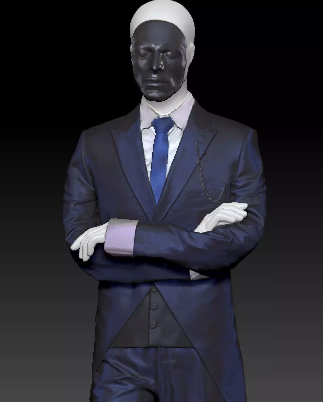 David Bowie dark blue suit costume 3D model_2