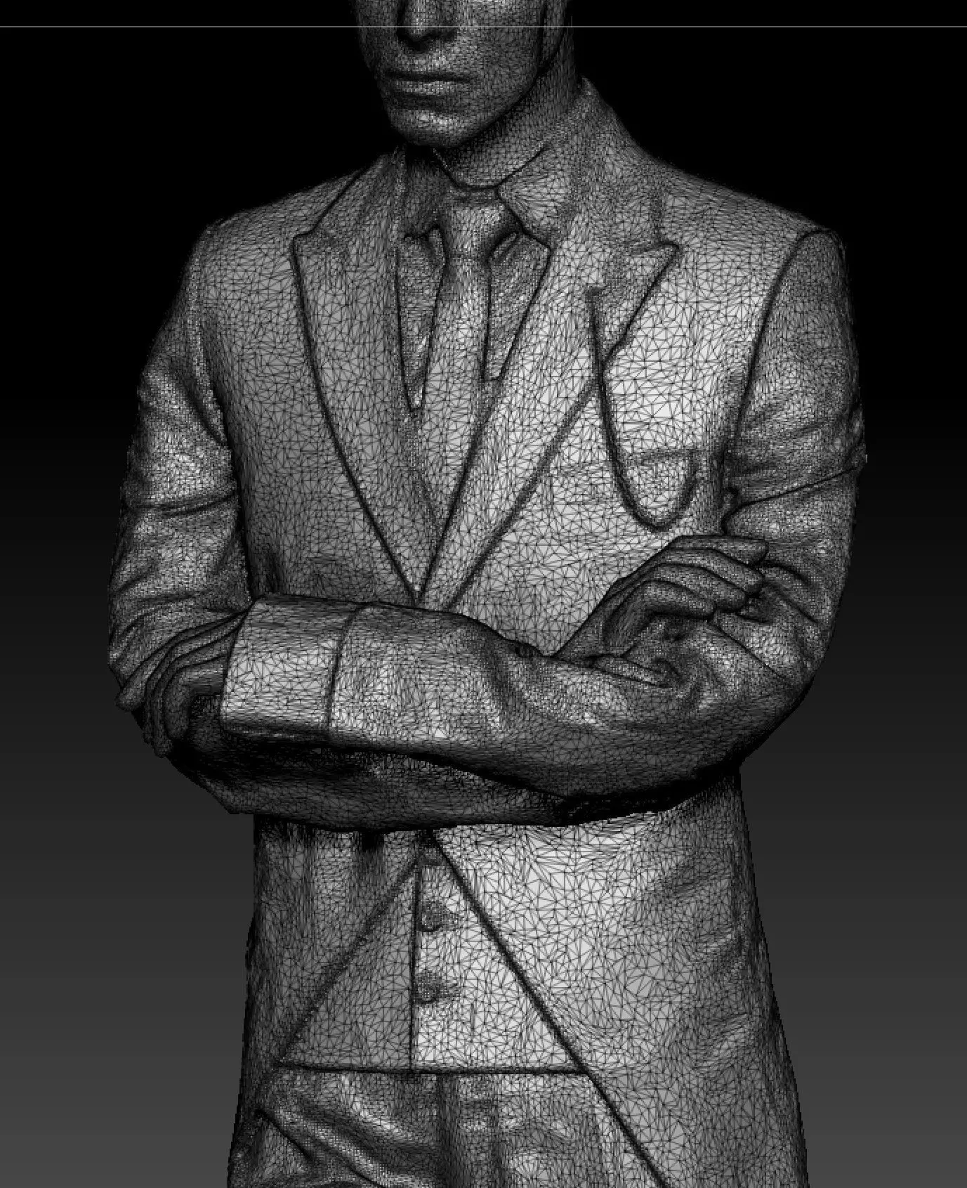 David Bowie dark blue suit costume 3D model_5