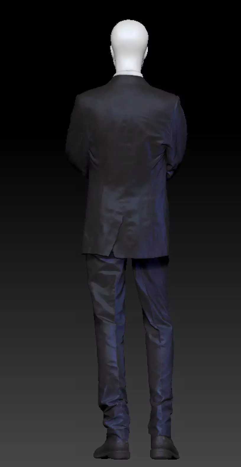 David Bowie dark blue suit costume 3D model_1