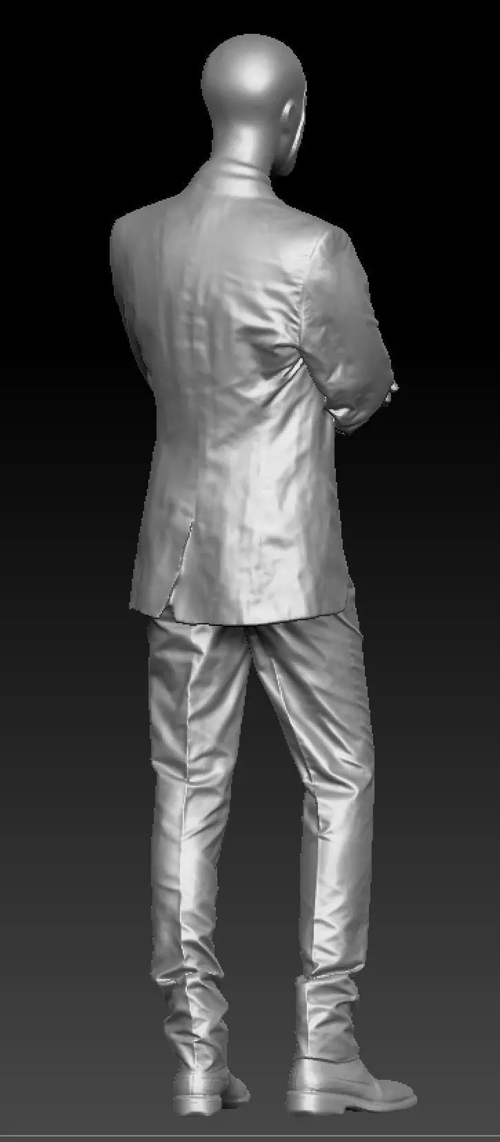 David Bowie dark blue suit costume 3D model_4