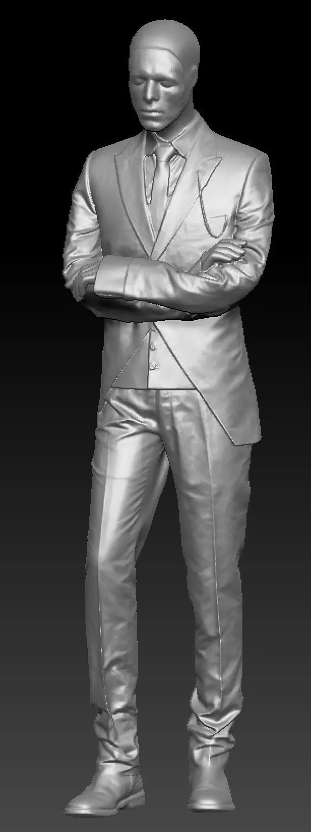 David Bowie dark blue suit costume 3D model_3