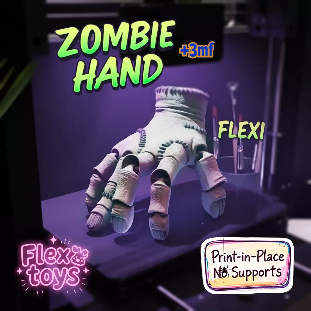 Flexi Zombie Hand  Print-in-Place Articulated Model 3D print model_2