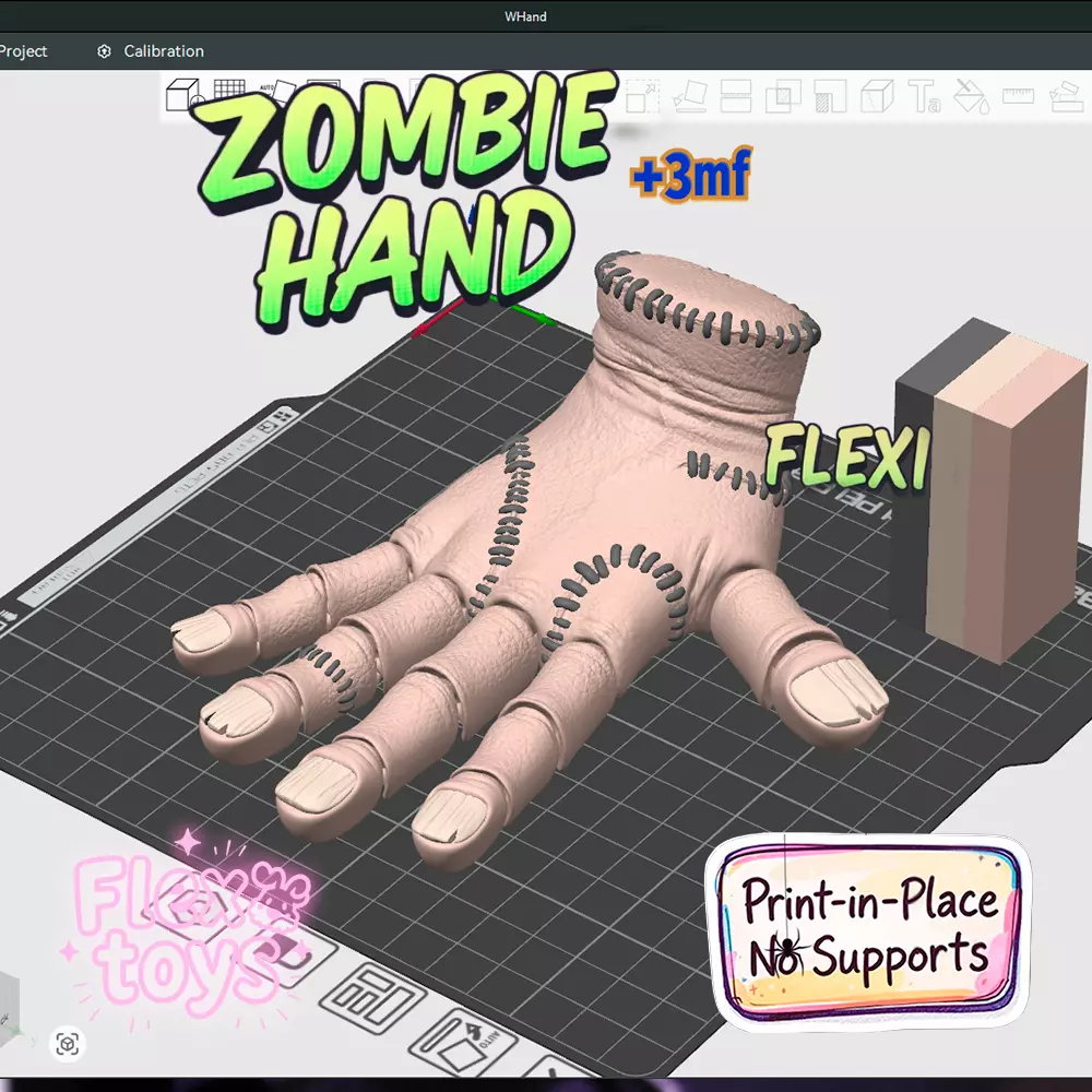 Flexi Zombie Hand  Print-in-Place Articulated Model 3D print model_3