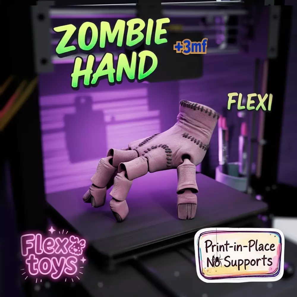 Flexi Zombie Hand  Print-in-Place Articulated Model 3D print model_0