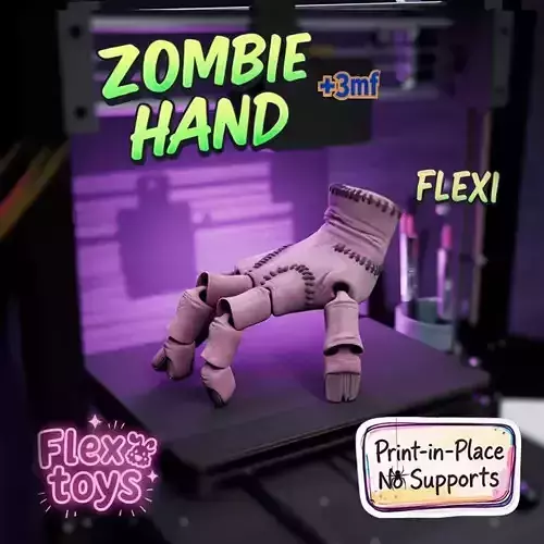 Flexi Zombie Hand  Print-in-Place Articulated Model 3D print model