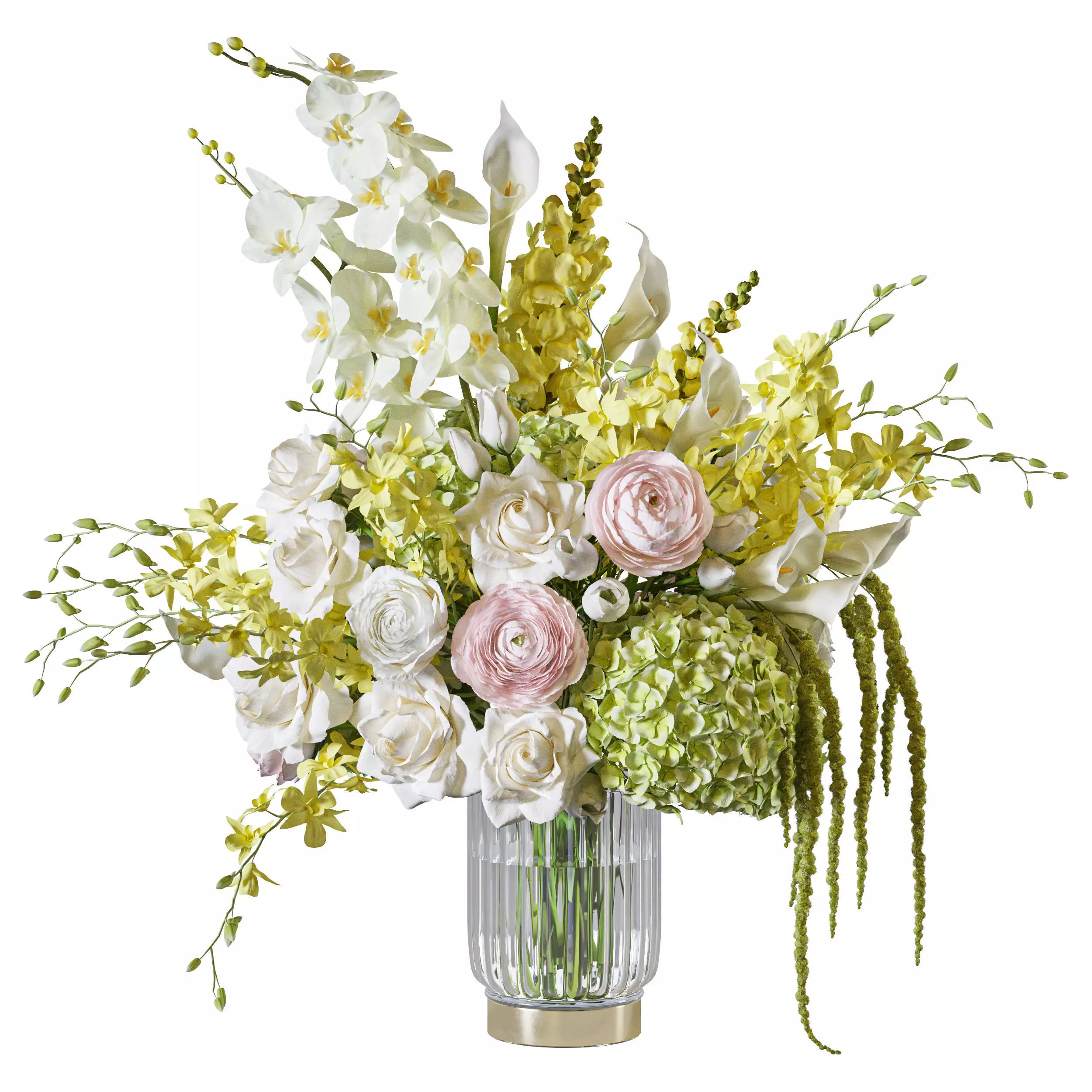 Flower Set 125 yellow orchids 3D model