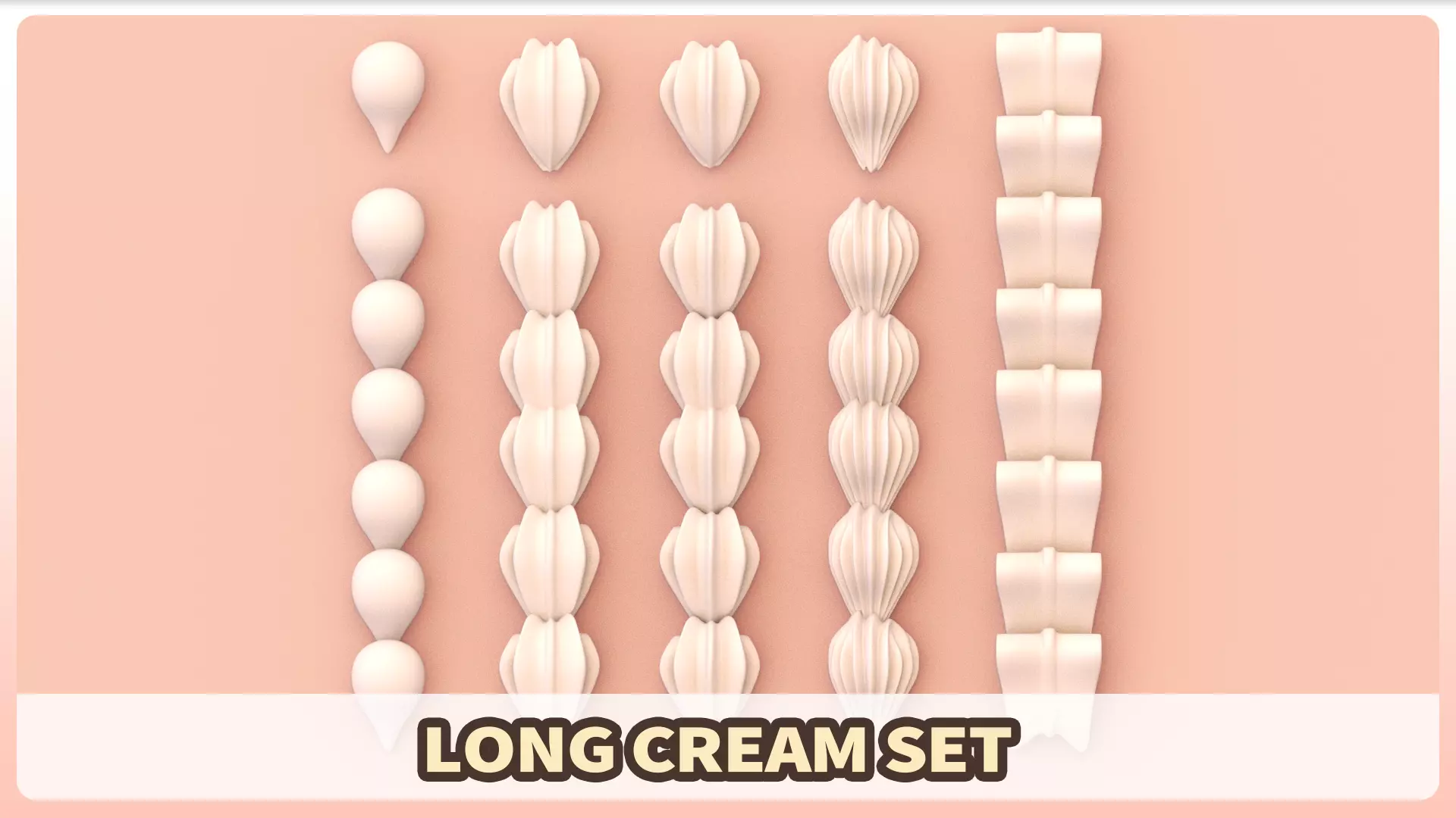 Cream Set - Long Whipped Cream 3D model_0