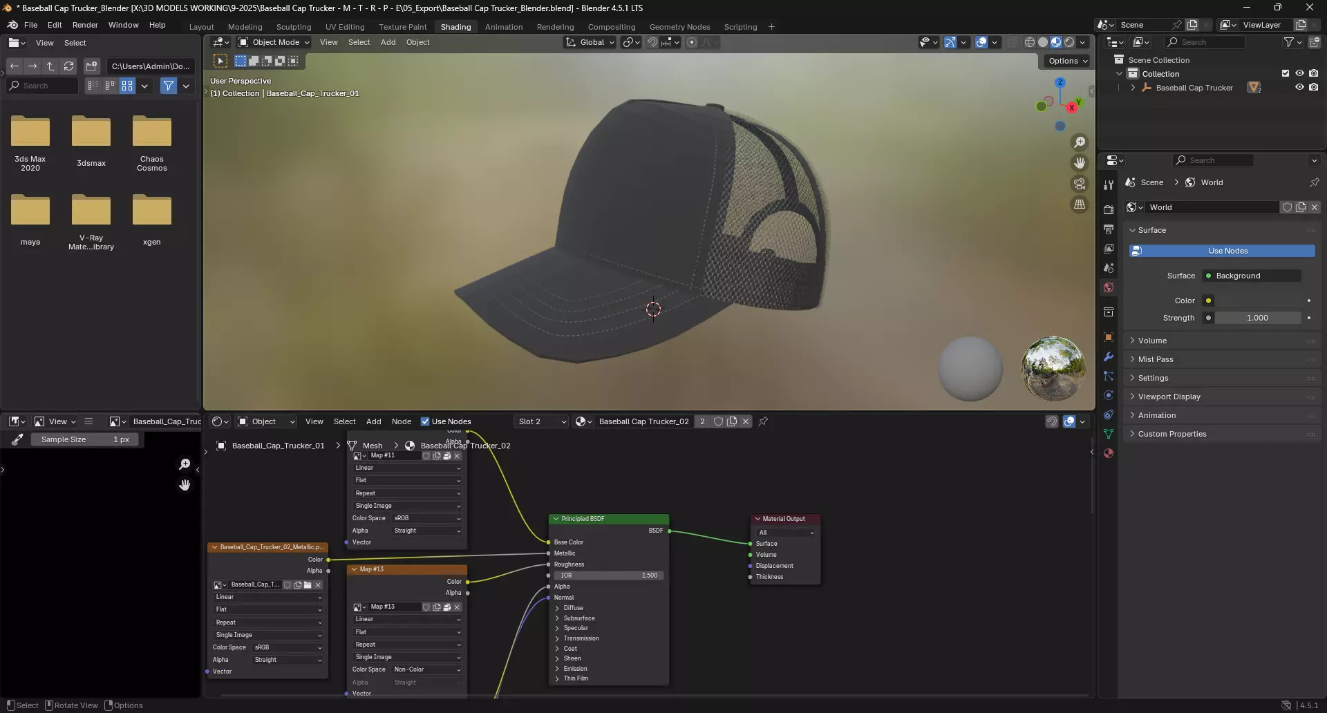 Baseball Cap Trucker 3D model_12