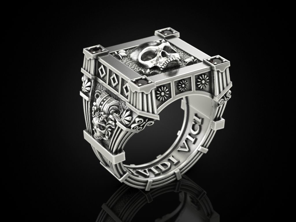 Vampire Skull ring many sizes 3D print model_3